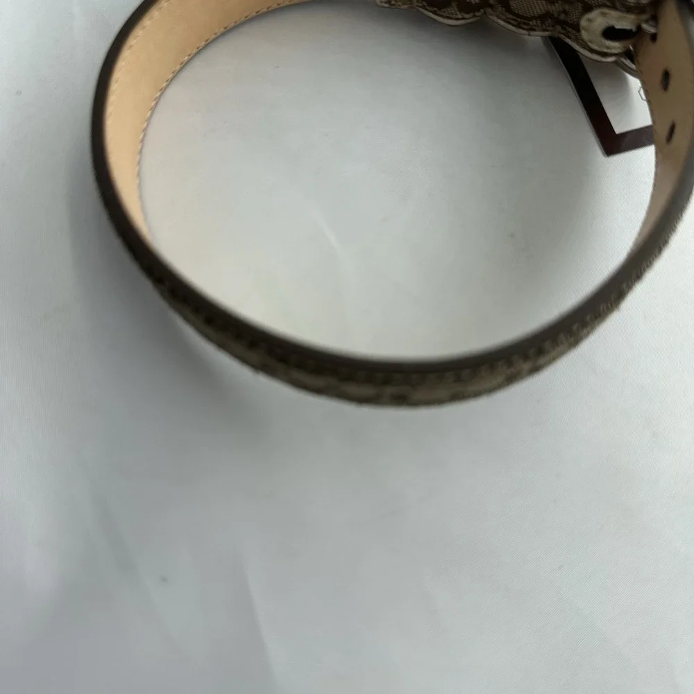 COACH Brown Signature Canvas Leather Dog Collar with Charms